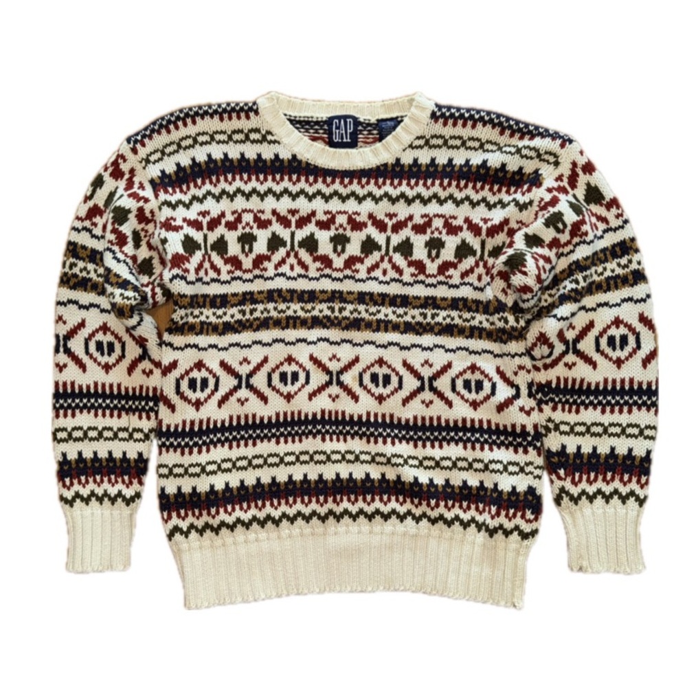 TRUE VINTAGE GAP Cream and Navy Knit sweater 1990’s